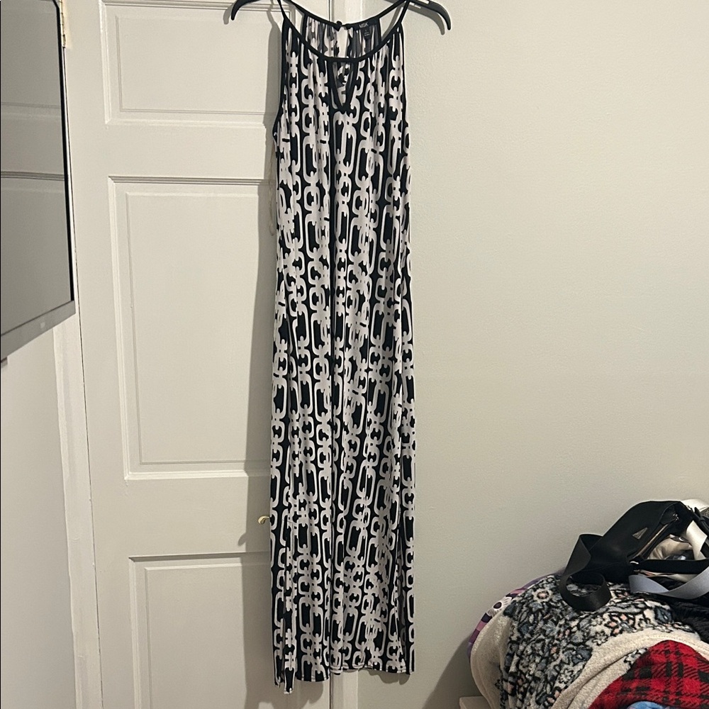 MSK Black and White Geometric Maxi Dress